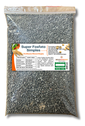 Adubo Fertilizante Super Fosfato Simples Frutas Raiz 1kg
