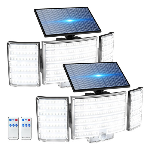 Paquete De 2 Luces Solares Con Sensor Y Control Remoto