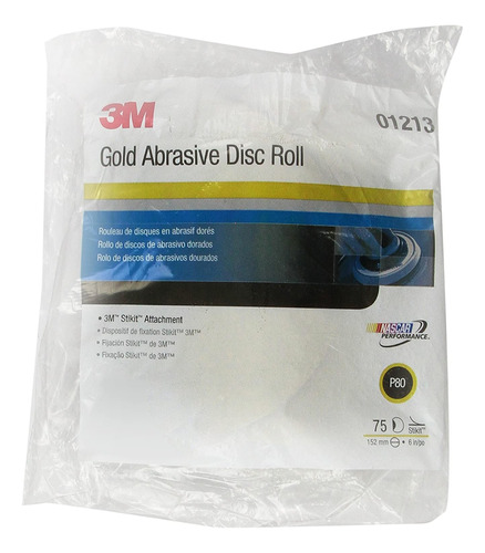 3m Stikit Gold Disc Roll  01213  6 In  P80a  75 Discos Por R