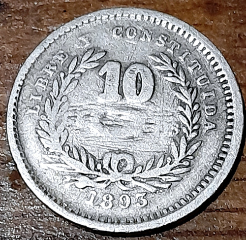Moneda 10 Centavos 1893 Uruguay Plata