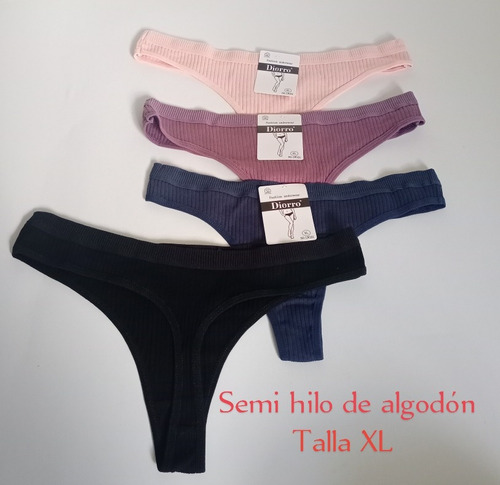 Panty Semi Hilo 95%algodon 5%elastano Tanga Pantaleta