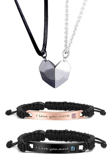 4 Pulseras De Collar Para Parejas, Collar De Corazón A Juego