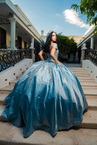 Imagen 6 de 10 de Vestido Quinceañera Glitter Aplicaciones Quince Años Xv