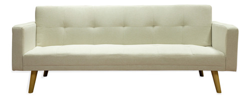 Sofa Cama Plegable Con Apoyabrazos Tapizado Lino Color Beige