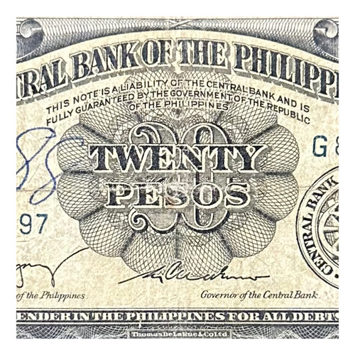Filipinas - 20 Pesos - Año 1957 - P #137 - Bonifacio 