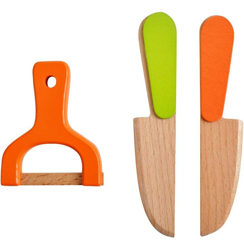 Set Corta Frutas Y Verduras Madera Con Iman Juego 17 Piezas