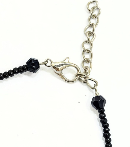 Pulsera Tobillera Con Dijes De Cristal Con Cuentas Negras, A