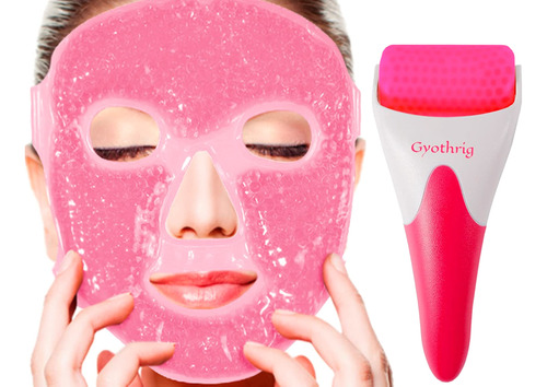 Juego De Mascarillas De Gel Con Rodillo De Hielo Facial, Reg