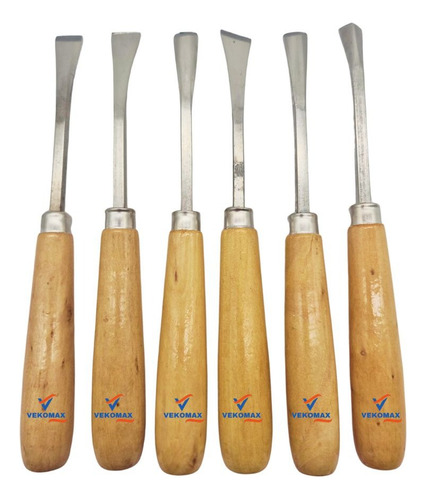 Set X 6 Gubias Reforzadas Con Mango De Madera Lima Tallar