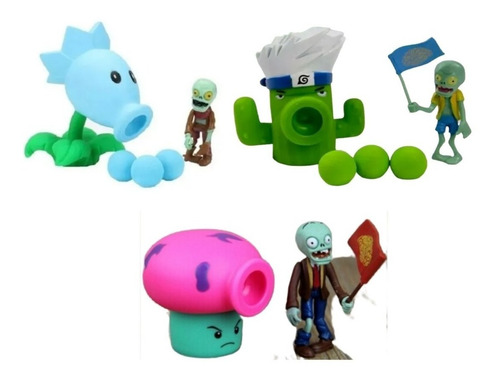 Imagem 1 de 4 de Kit Com 6 Bonecos Plants Vs Zombies Atira De Verdade