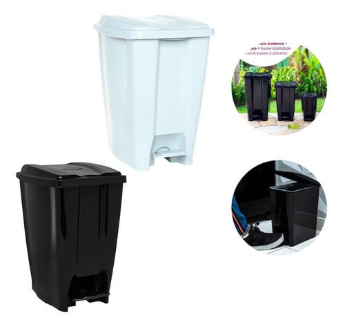 Lixeira 20 Litros Pedal - Lixo Chao Cozinha Banheiro Cesto
