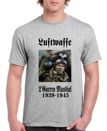 Luftwaffe / Segunda Guerra Mundial - Remera (blanca Y Gris)