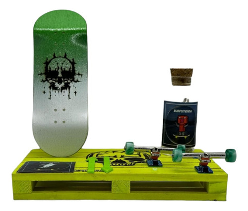 Green Skull Fingerboard Profesional Paquete Zafiro 32mm