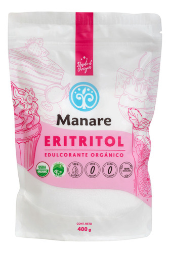 Eritritol Orgánico 100% Puro Manare 400 G Andina Grains