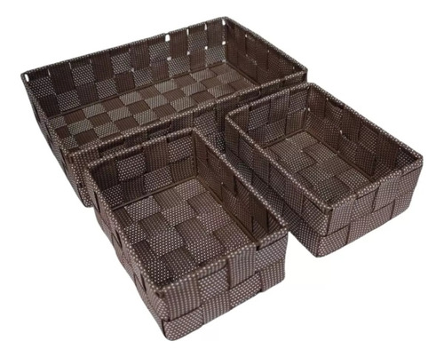 Conjunto 3 Cestos Organizadores Casita Retangular 28x18 Cm