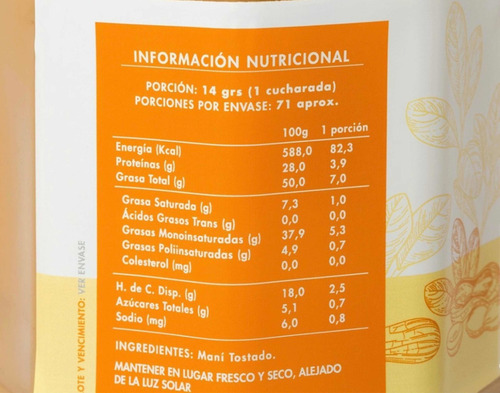 Mantequilla De Mani 1 Kg / 100% Maní Tostada / Manare