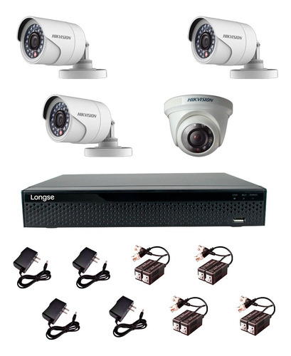 Imagen 1 de 6 de Kit Cctv Xvr 8ch Longse + 4 Cámaras 720p Hikvision