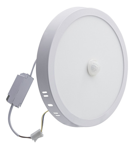 Kit 5 Painel Plafon Sobrepor 18w C/ Sensor Led Redondo Frio