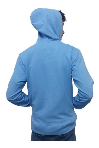 Imagen 4 de 9 de Campera Buzo Hombre Capucha No Name Algodón Rustico Celeste