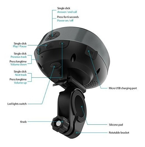 Imagen 2 de 10 de Toennesen Bts26 Altavoz Bluetooth Para Bicicletas Deporte Al
