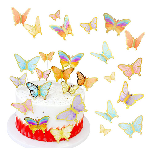 60 Adornos Coloridos Y Animados 3d Para Cupcakes, Mariposas 