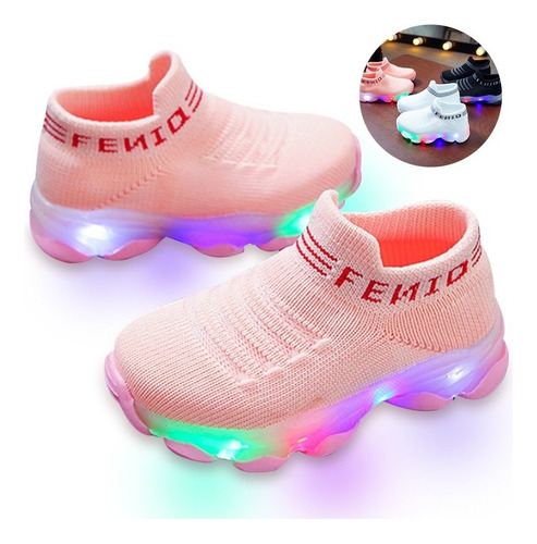 Zapatos Deportivos Niño Niña Con Luz Led Transpirable Suave