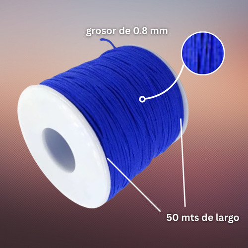 Rollo Hilo Chino 0.8mm Insumo De Bisutería Todo Los Colores Azul Rey