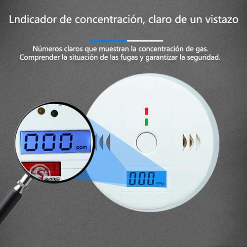 2pcs detector gas Lp natural humo Inalámbrico color blanco Sumlin