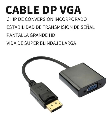 Imagen 2 de 7 de Adaptador Displayport A Vga Para Monitor Mac Apple Macbook