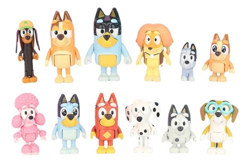 Bluey Set 12 Figuras Todos Los Personajes 6-10 Cm