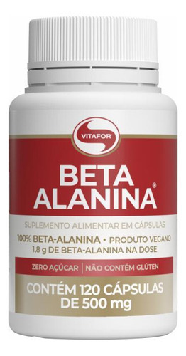 Kit 2x: Beta Alanina 500mg Vitafor 120 Cápsulas