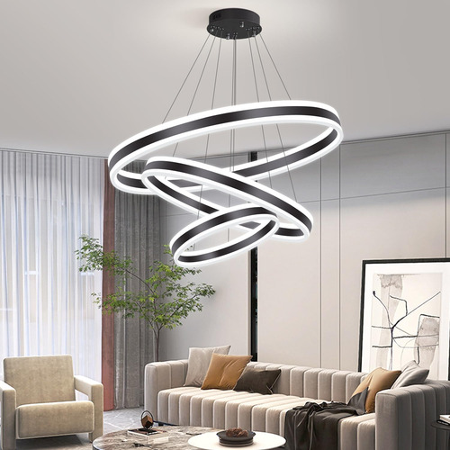 Candelabro Led Moderno Para Comedor De 3 Anillos Regulables