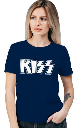 Polera Mujer Kiss Logo Rock 100% Algodón Orgánico Mus11
