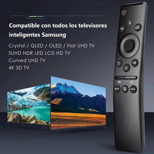 Control Remoto Para Cualquier Pantalla Samsung Smart Tv Netflix Con Comando De Voz Con Funda Y Pilas Varmi