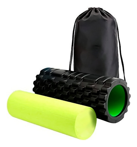 Foam Roller Cilindro Masajeador Yoga Pilates Elongacion Color Negro F-7 P-1