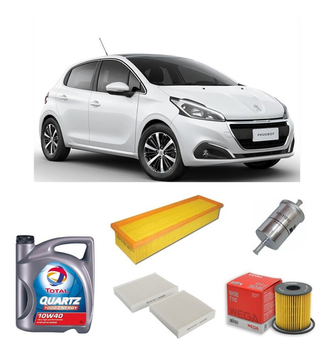 Kit 4 Filtros Peugeot 208 Wega Y Total 7000 10w40 X4