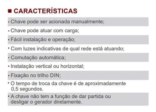 Chave De Transferencia Automatica W2r-2p/ P 100a 110v / 220v - E Solar de  Mambucaba Ltda