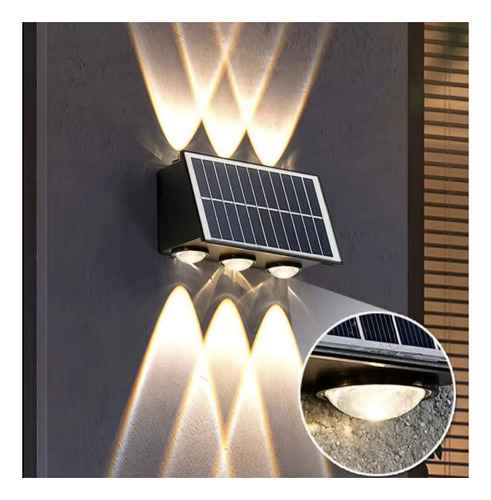 Aplique Solar Bidireccional Impermeable 6 Leds Luz Rgb