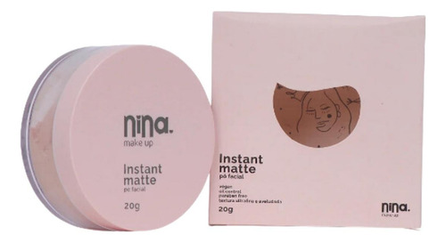 Kit Nina Makeup Base Líquida Basic+pó Solto Instant Cor 2