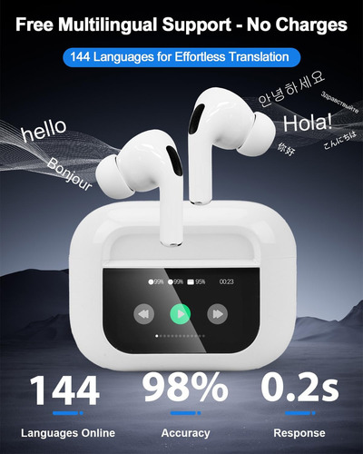 Smart Pantalla Kespu A9pro Audífonos Bluetooth 5.4 Anc Auriculares App Auriculares Con Cancelación De Ruido Anc+enc Y Micrófono Auriculares Inalámbricos Con Traducción