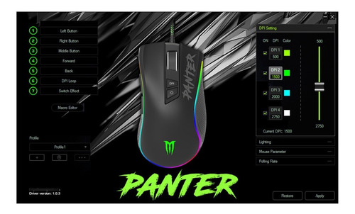 Imagen 7 de 10 de Mouse Gamer | Multicolor + Macro | Panter Gm302