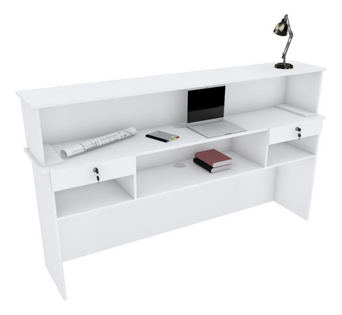 Balcão Loja Caixa M209.2021.b 100% Mdf (loja, Atendimento) Cor Branco