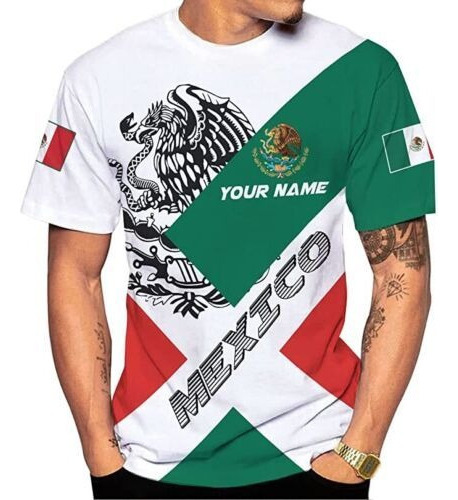 Playera Con Nombre Personalizado Con Bandera Mexicana De Ee