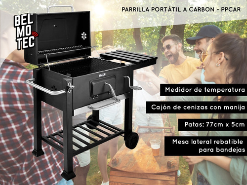 Parrilla Portátil Ruedas Balcon Carbón Leña Mesa Rebatible