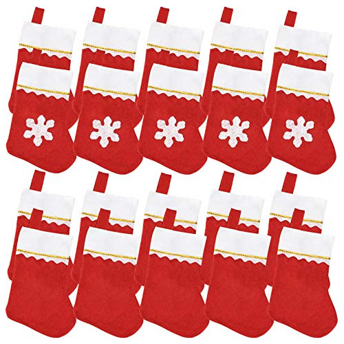 20 Paquetes De Mini Calcetines Navideños Decoración D...