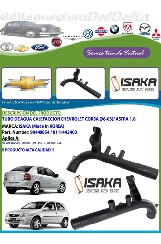 Tubo Agua Calefaccion Chevrolet Corsa Astra 1.8