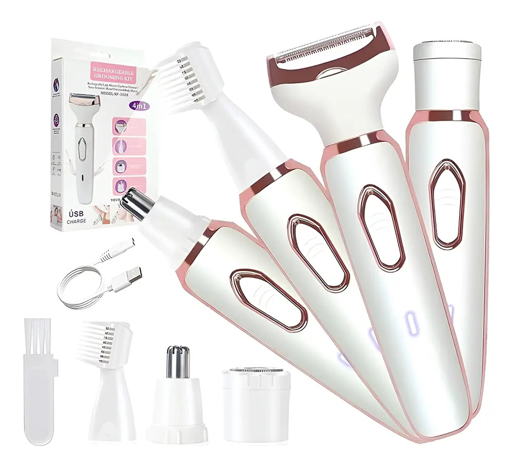Depiladora 4 en 1 para Mujer: Rasuradora Portátil Recargable Facial y Corporal