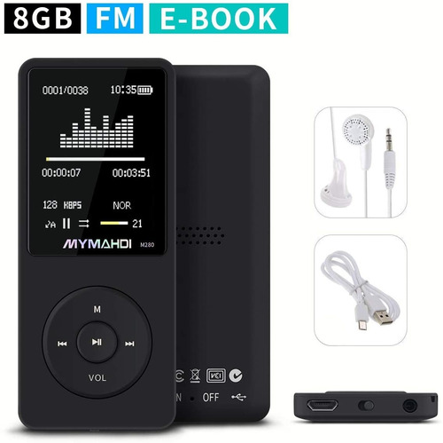 Reproductor Mp3  Mymahdi D 8gb Pantalla 1.8 Pulgadas 70h Neg