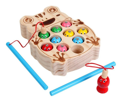 Juguetes De Madera Para Niños Juego De Pesca Magnetico 