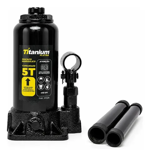 Macaco Hidraulico Tipo Garrafa 5 Tonelada Titanium Platina